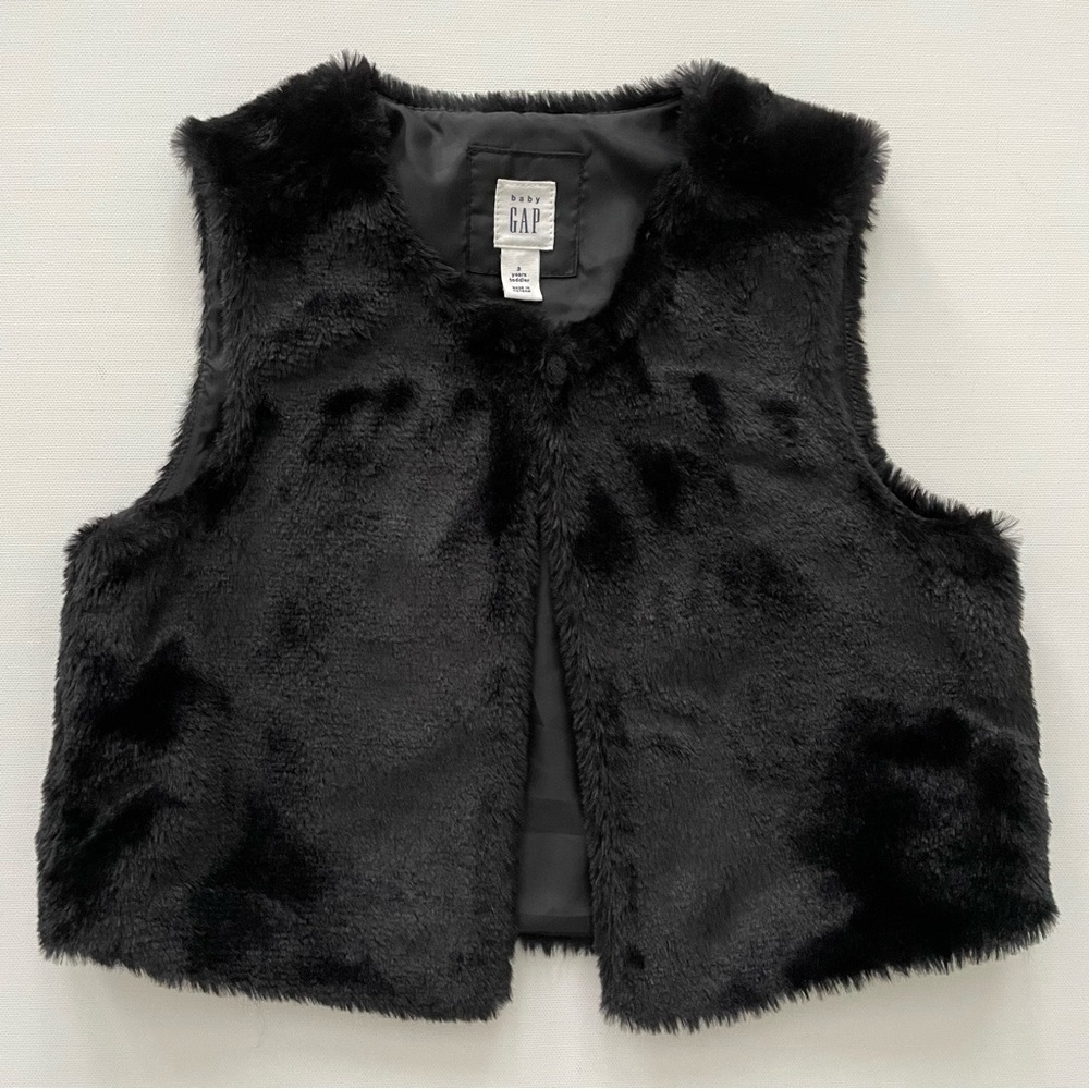 Baby Gap Black Faux Fur Vest Size 3 Years Toddler Girl